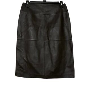 Vintage Chocolate Brown Lamb Leather Pencil Skirt Small Y2K Minimalist Luxury